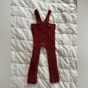 Misha And Puff Ribbed Knit Longies Overalls - cranberry